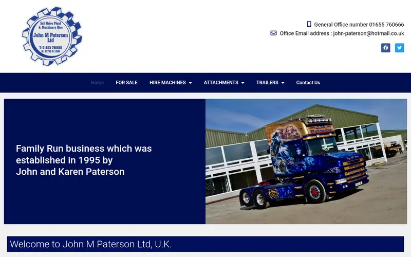 John M Paterson Ltd website by Plant And Tractor Trader - Webdigital Works