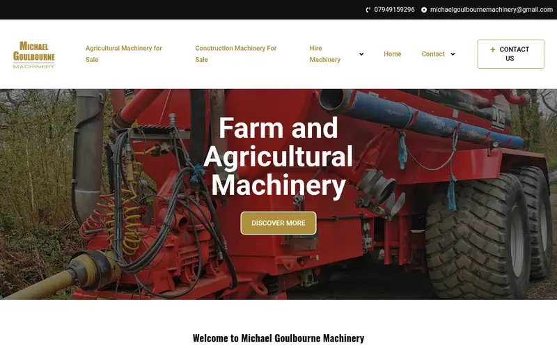 Michael Goulbourne Machinery website by Plant And Tractor Trader - Webdigital Works