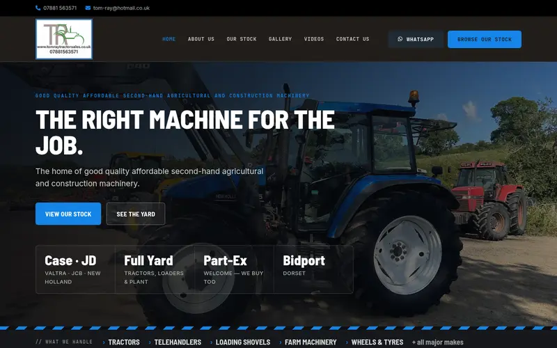 Tom Ray Tractor Sales website by Plant And Tractor Trader - Webdigital Works